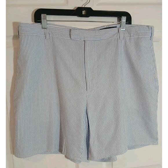 Greg Norman Men's Shorts Size 40 Blue White Striped Seersucker Pockets Casual - Picture 1 of 7